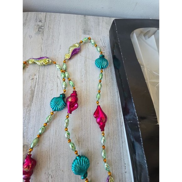 Radko seafoam seahorse shell Garland vintage Xmas glass RARE glitter 72" - Picture 1 of 7